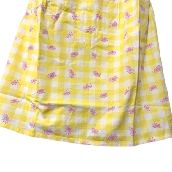 NWT INFLUENCE ASOS TIE BACK MINI DRESS IN YELLOW GINGHAM FLORAL-MULTI Sz 8/ M - Picture 5 of 7